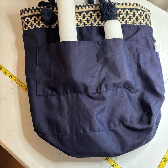 C & C California Home Jute XLarge Tote Bag Blue Tassel Medallion Pattern Boho - Picture 9 of 14